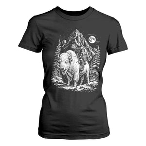 Vintage Native American Bison Rider T Shirt For Women Indigenous Warrior Graphic