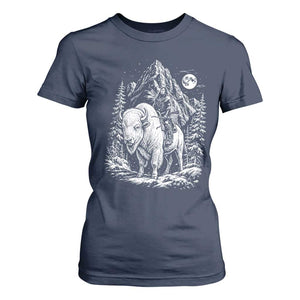 Vintage Native American Bison Rider T Shirt For Women Indigenous Warrior Graphic