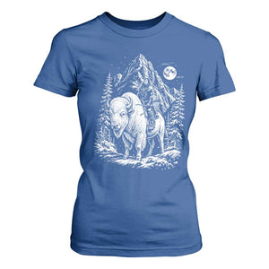 Vintage Native American Bison Rider T Shirt For Women Indigenous Warrior Graphic