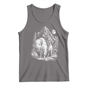Vintage Native American Bison Rider Tank Top Indigenous Warrior Graphic
