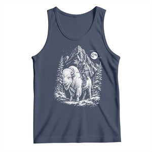 Vintage Native American Bison Rider Tank Top Indigenous Warrior Graphic