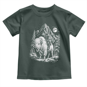 Vintage Native American Bison Rider Toddler T Shirt Indigenous Warrior Graphic