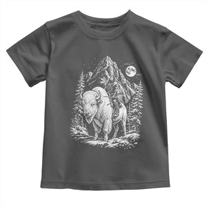 Vintage Native American Bison Rider Toddler T Shirt Indigenous Warrior Graphic