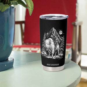 Vintage Native American Bison Rider Tumbler Cup Indigenous Warrior Graphic
