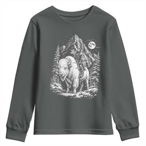 Vintage Native American Bison Rider Youth Sweatshirt Indigenous Warrior Graphic