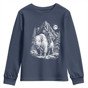 Vintage Native American Bison Rider Youth Sweatshirt Indigenous Warrior Graphic