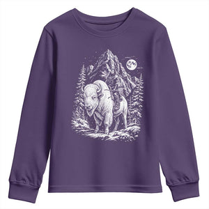 Vintage Native American Bison Rider Youth Sweatshirt Indigenous Warrior Graphic