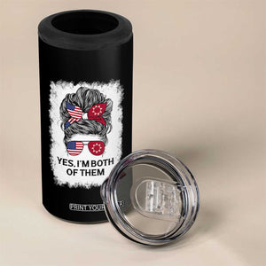 Lakota And American Pride 4 in 1 Can Cooler Tumbler Im Both Of Them Oglala Native Heritage