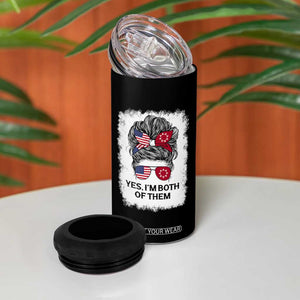Lakota And American Pride 4 in 1 Can Cooler Tumbler Im Both Of Them Oglala Native Heritage