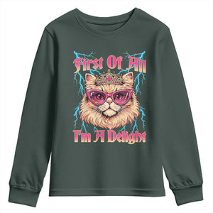 First Of All Im A Delight Youth Sweatshirt Geek Princess Cat Gift