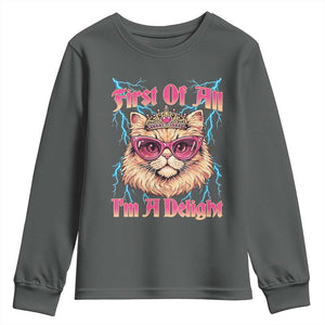 First Of All Im A Delight Youth Sweatshirt Geek Princess Cat Gift