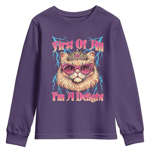 First Of All Im A Delight Youth Sweatshirt Geek Princess Cat Gift