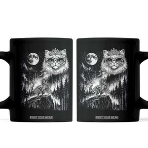 Vintage Geek Princess Cat Coffee Mug Full Moon Engraving Art Gift