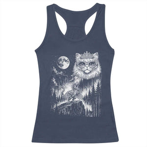 Vintage Geek Princess Cat Racerback Tank Top Full Moon Engraving Art Gift