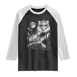 Vintage Geek Princess Cat Raglan Shirt Full Moon Engraving Art Gift