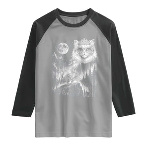 Vintage Geek Princess Cat Raglan Shirt Full Moon Engraving Art Gift