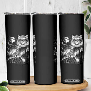 Vintage Geek Princess Cat Skinny Tumbler Full Moon Engraving Art Gift
