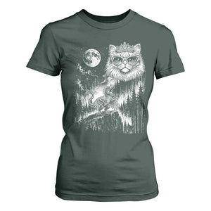 Vintage Geek Princess Cat T Shirt For Women Full Moon Engraving Art Gift