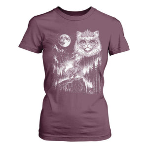 Vintage Geek Princess Cat T Shirt For Women Full Moon Engraving Art Gift