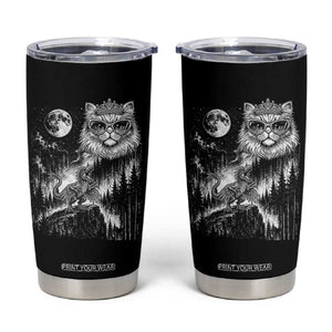Vintage Geek Princess Cat Tumbler Cup Full Moon Engraving Art Gift