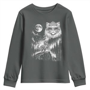 Vintage Geek Princess Cat Youth Sweatshirt Full Moon Engraving Art Gift