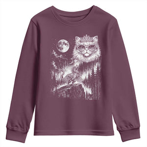 Vintage Geek Princess Cat Youth Sweatshirt Full Moon Engraving Art Gift