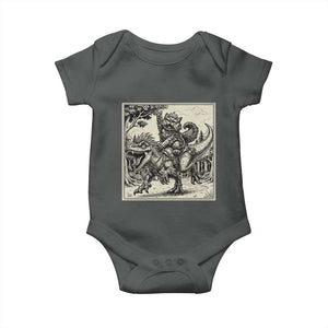 Cool Royal Cat Riding Dinosaur Baby Onesie Rock N Roll Engraving Graphic Art
