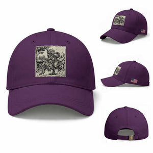 Cool Royal Cat Riding Dinosaur Baseball Cap Rock N Roll Engraving Graphic Art