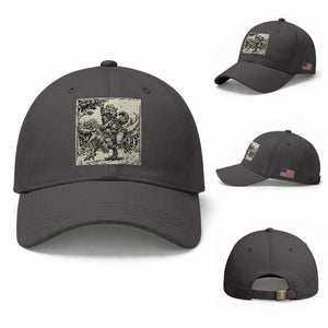 Cool Royal Cat Riding Dinosaur Baseball Cap Rock N Roll Engraving Graphic Art