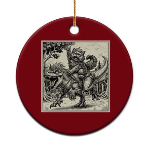 Cool Royal Cat Riding Dinosaur Ceramic Ornament Rock N Roll Engraving Graphic Art