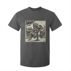 Cool Royal Cat Riding Dinosaur T Shirt For Kid Rock N Roll Engraving Graphic Art