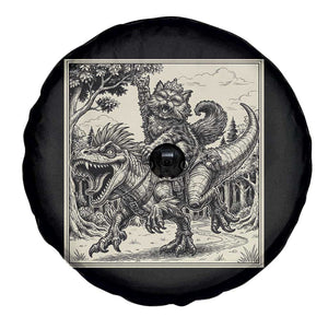 Cool Royal Cat Riding Dinosaur Spare Tire Cover Rock N Roll Engraving Graphic Art