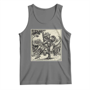 Cool Royal Cat Riding Dinosaur Tank Top Rock N Roll Engraving Graphic Art