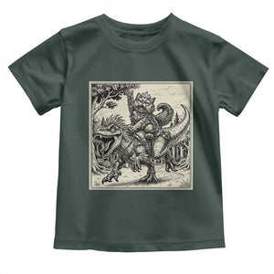 Cool Royal Cat Riding Dinosaur Toddler T Shirt Rock N Roll Engraving Graphic Art