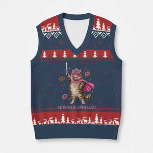 Cute Warrior Princess Cat With Sword V-Neck Knit Sweater Vest Fantasy Reader Gift