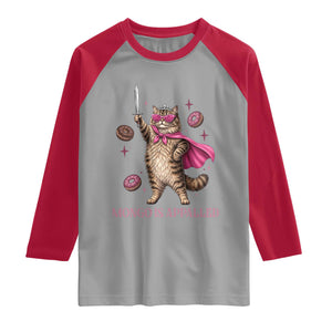 Cute Warrior Princess Cat With Sword Raglan Shirt Fantasy Reader Gift