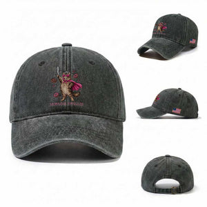 Cute Warrior Princess Cat With Sword Washed Cotton Baseball Cap Fantasy Reader Gift