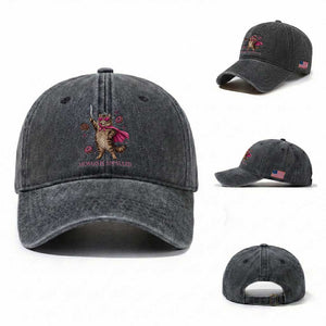 Cute Warrior Princess Cat With Sword Washed Cotton Baseball Cap Fantasy Reader Gift
