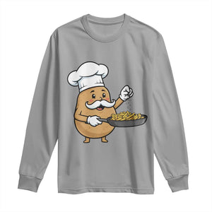 Funny Potato Cooking French Fries Long Sleeve Shirt Food Lover Gift TS12 Sport Gray Print Your Wear