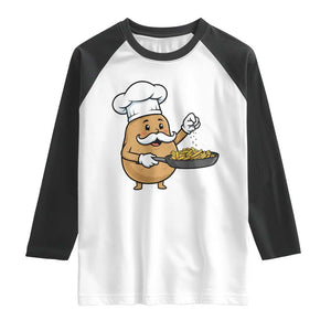 Funny Potato Cooking French Fries Raglan Shirt Food Lover Gift TS12 White Black Print Your Wear
