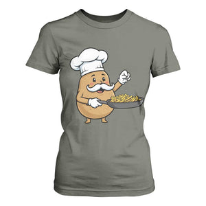 Funny Potato Cooking French Fries T Shirt For Women Food Lover Gift TS12 Military Green Print Your Wear
