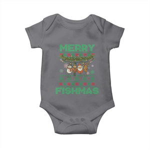 Merry Fishmas Ugly Sweater Baby Onesie Funny Fishing Holiday Gift TS12 Charcoal Print Your Wear