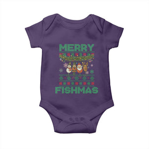 Merry Fishmas Ugly Sweater Baby Onesie Funny Fishing Holiday Gift TS12 Purple Print Your Wear
