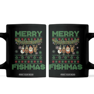 Merry Fishmas Ugly Sweater Coffee Mug Funny Fishing Holiday Gift TS12 Black Print Your Wear