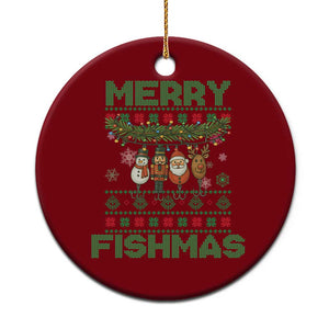 Merry Fishmas Ugly Sweater Ceramic Ornament Funny Fishing Holiday Gift TS12 1pc Red Print Your Wear