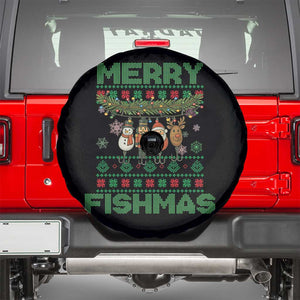 Merry Fishmas Ugly Sweater Spare Tire Cover Funny Fishing Holiday Gift TS12 Black Print Your Wear