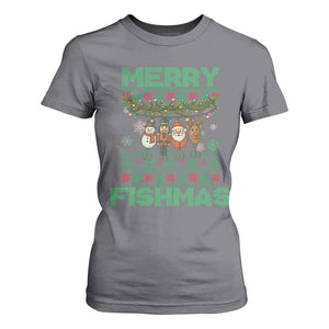 Merry Fishmas Ugly Sweater T Shirt For Women Funny Fishing Holiday Gift TS12 Charcoal Print Your Wear