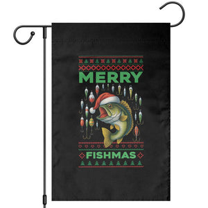 Funny Merry Fishmas Ugly Sweater Garden Flag Fisherman Christmas Gift TS12 Black Print Your Wear