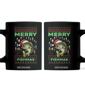 Funny Merry Fishmas Ugly Sweater Coffee Mug Fisherman Christmas Gift TS12 Black Print Your Wear