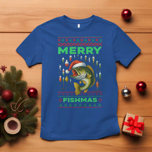 Funny Merry Fishmas Ugly Sweater T Shirt Fisherman Christmas Gift TS12 Royal Blue Print Your Wear